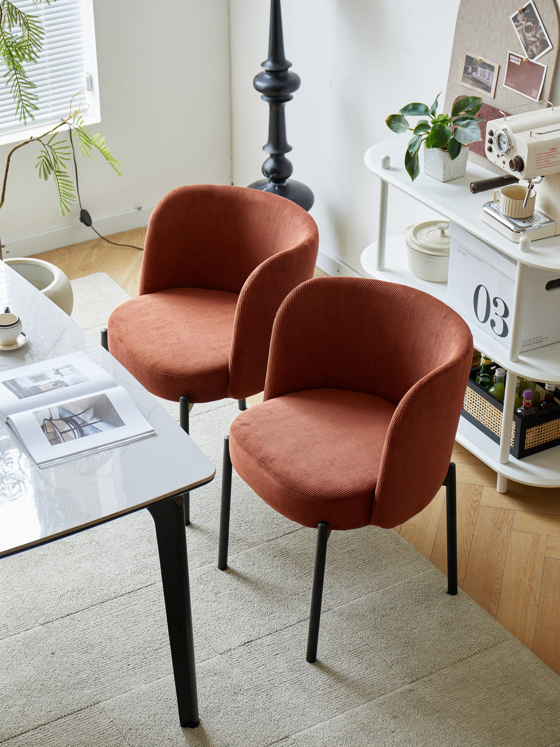 STUHL 2er-Set Samt Terrakotta - Rot, Textil (50/76/60cm) - Nordlys
