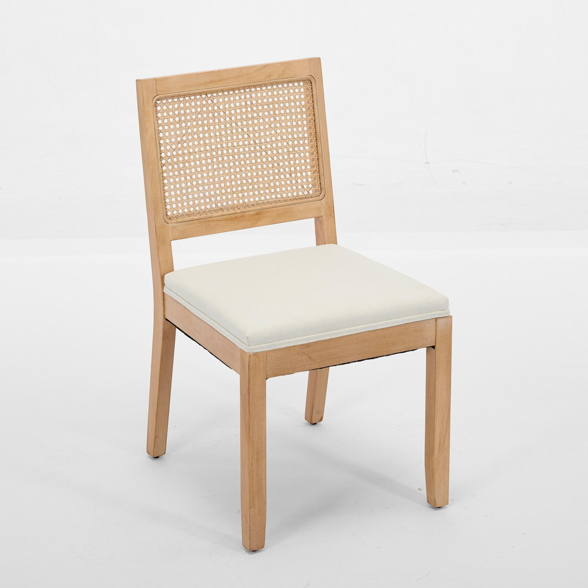 ESSZIMMERSTUHL mit Rattangeflecht Leinen Beige 2er-Set - Beige, Holz (48/86.5/56cm) - Meubliv