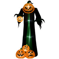 HALLOWEEN AUFBLASBARER KÜRBIS, Mehrfarbig, Polyester - Multicolor, Kunststoff (96/240/129cm) - HOMCOM