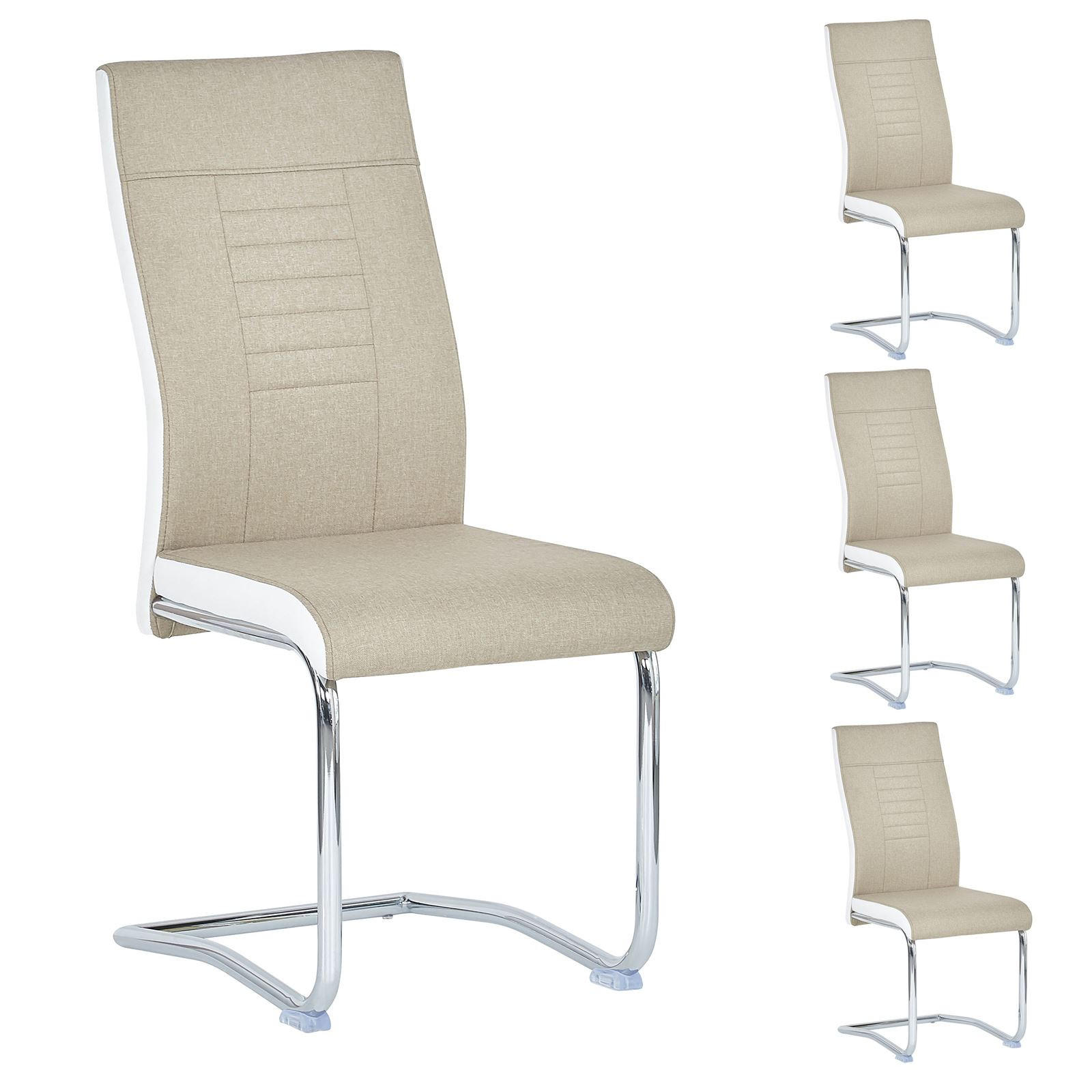 CARO-Möbel Esszimmerstuhl Beige, Weiß 43x98x57 cm