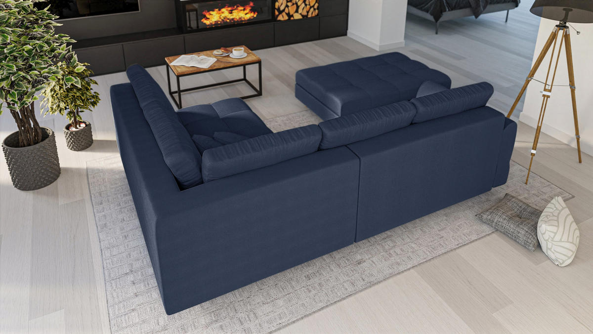 HOCKER Lorine Mikrofaser Dunkelblau - Dunkelblau, Textil (118/40/73cm) - S-Style Möbel