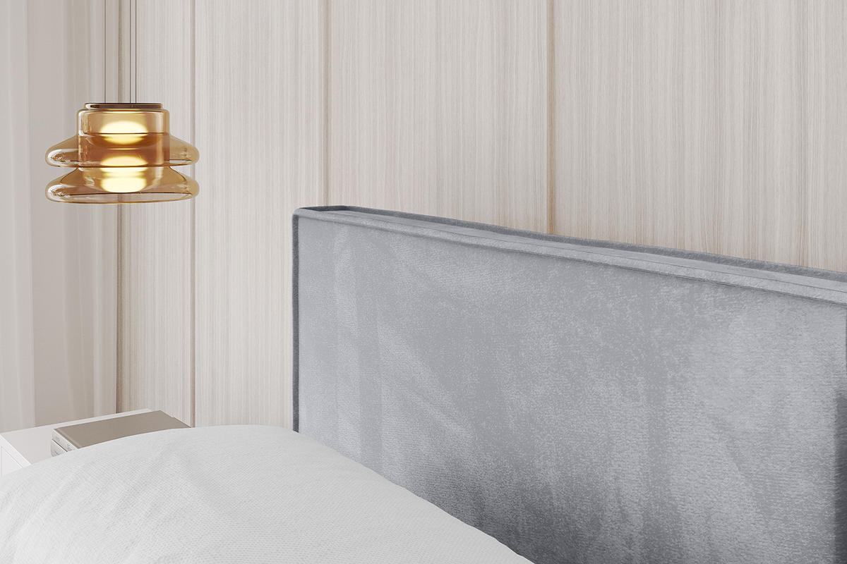 POLSTERBETT mit Bettkasten, Fußteil und Lattenrost, Boxbett ohne Matratze - EMMI-Z-V1 120x200 Hellgrau - Hellgrau, Holzwerkstoff/Textil (120/200cm) - ALTDECOR