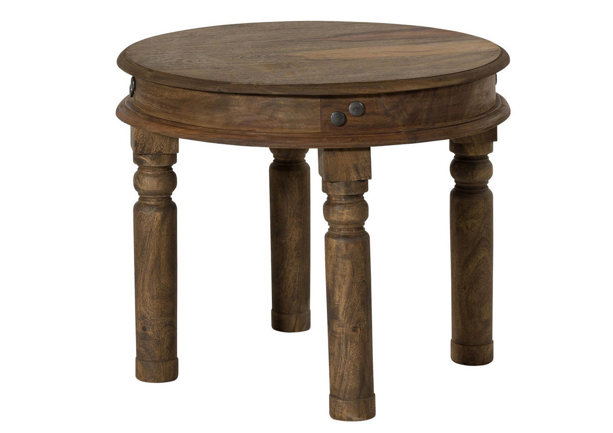 COUCHTISCH Sheesham rund Ø 60 cm grau geölt LEEDS #05 - Grau, Holzwerkstoff (60/60/46cm) - Massivmoebel24
