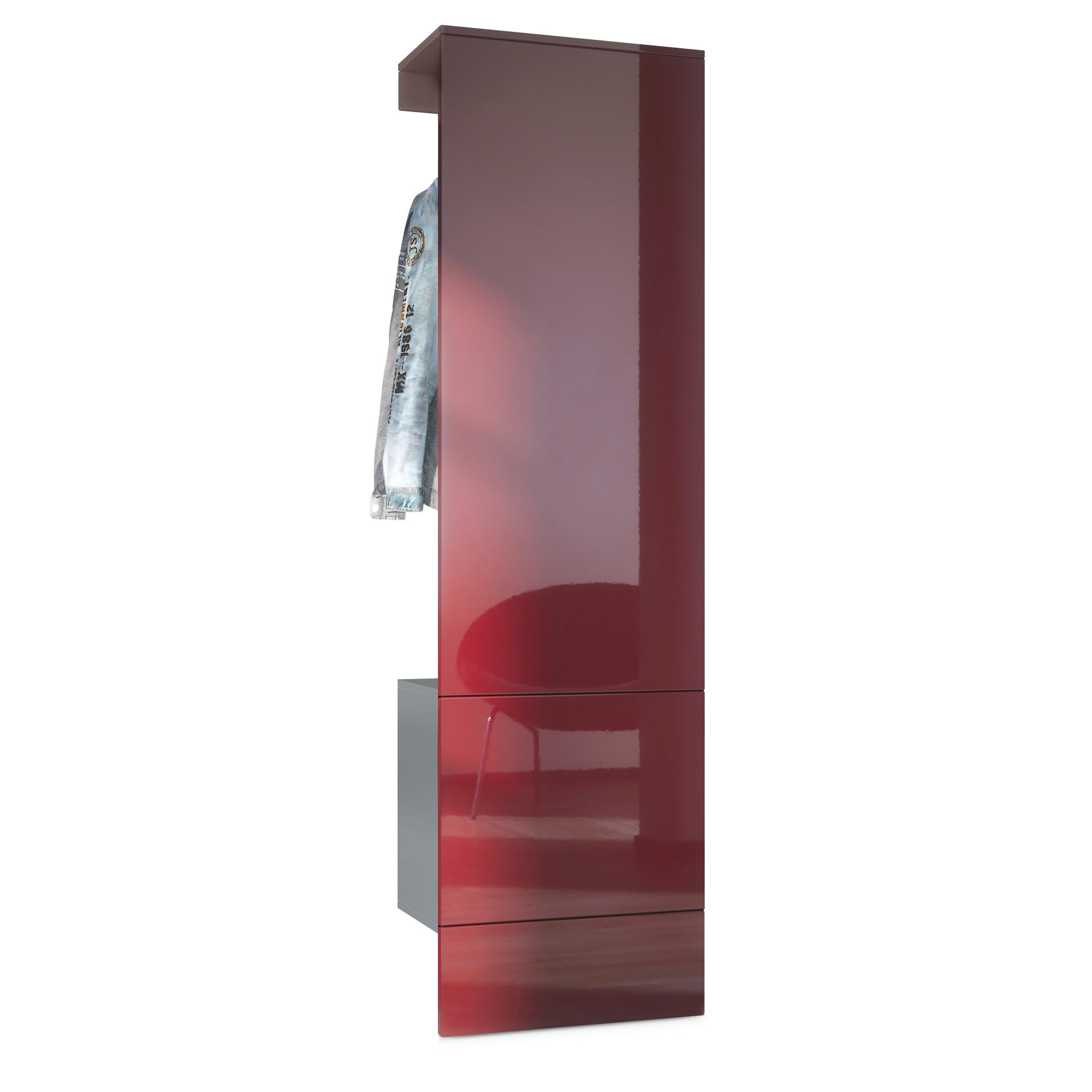 GARDEROBE Carlton Paneel in Bordeaux Hochglanz - Bordeaux, Holzwerkstoff (52/193/35cm) - Vladon