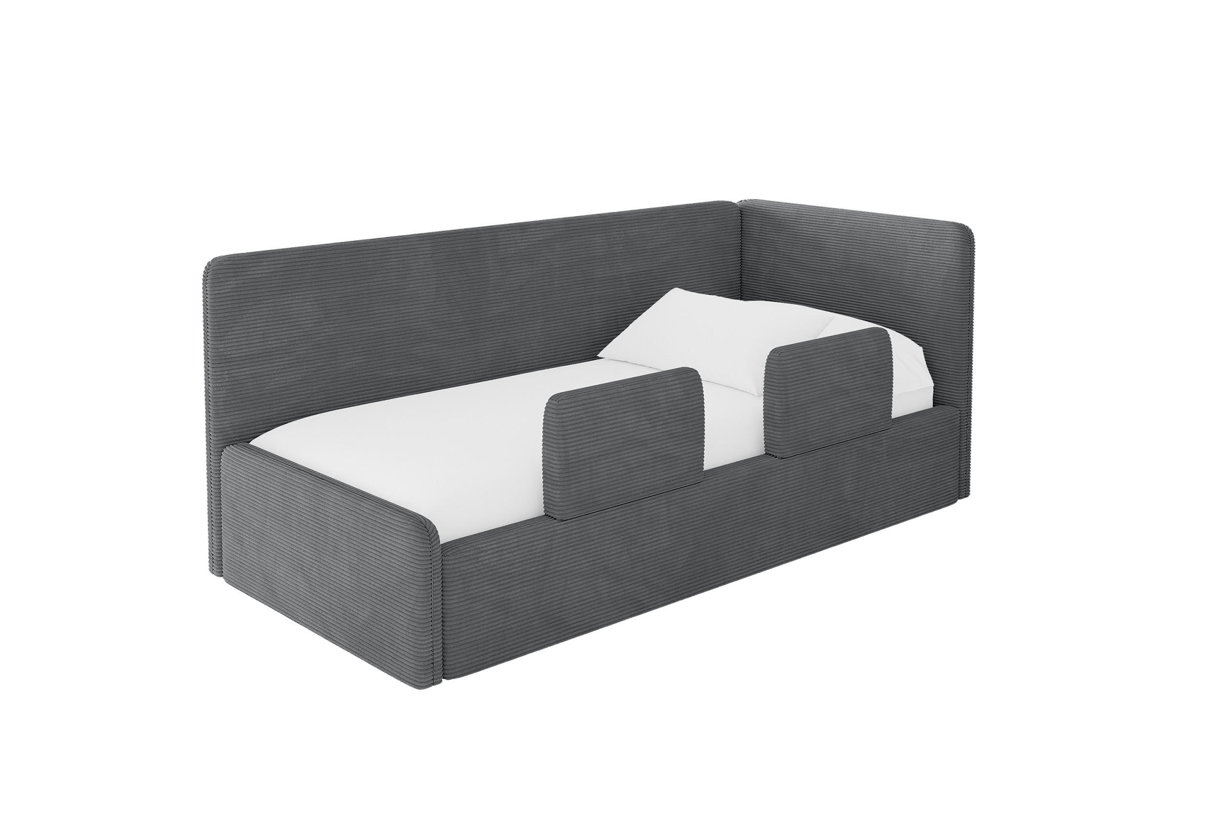 ALTDECOR JEDNOLŮŽKOVÁ POSTEL pro mládež s úložným prostorem a matrací H3/H4, vlevo - NORY 80x200 tmavě šedá