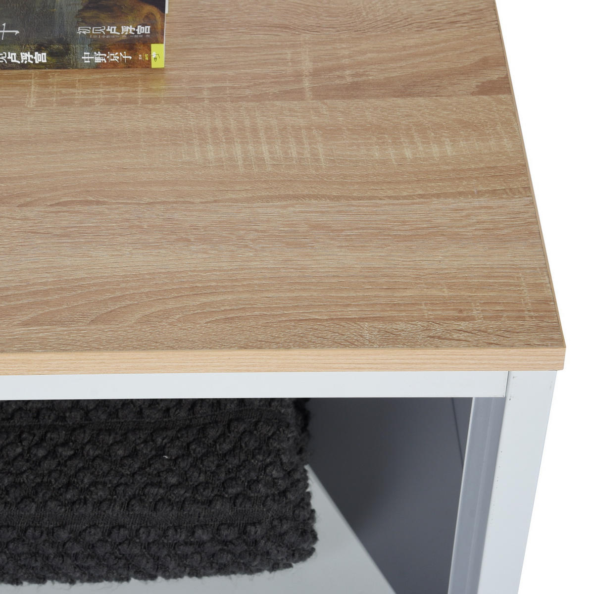 COUCHTISCH weiß metallisch helle Holzoptik Industriestil 120/40/46 cm - Eichefarben/Schwarz, Metall (40/120/46cm) - Urban Meuble