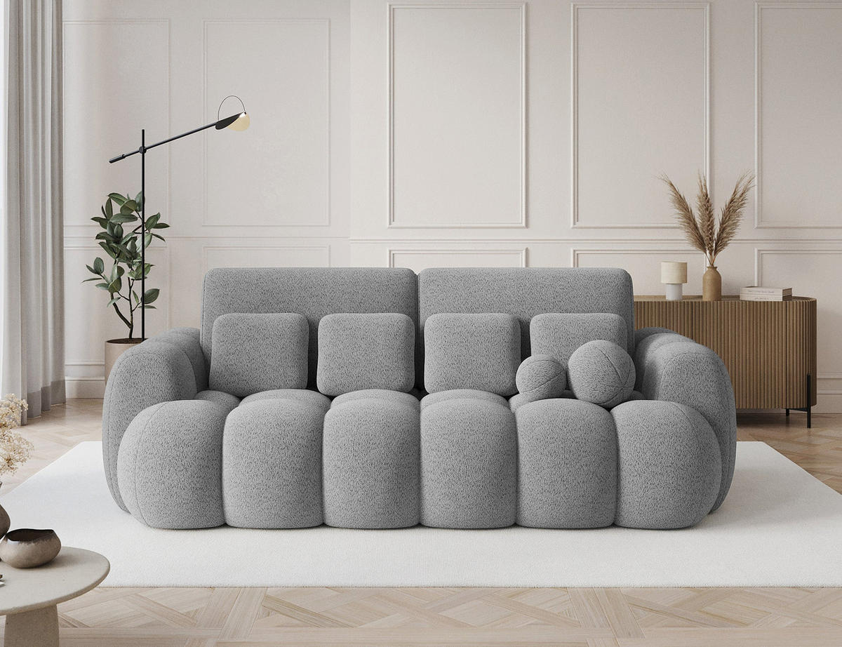 SCHLAFSOFA COTONN 256 cm – Modernes 3-Sitzer Sofa mit Schlaffunktion, Bettkasten und Dekokissen - Grau, Kunststoff (256/119/105cm) - Wohnideebilder