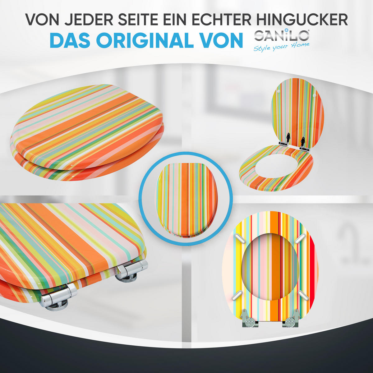 WC-SITZ mit Absenkautomatik Starstripes - Multicolor, Holzwerkstoff (38/6/47cm) - Sanilo