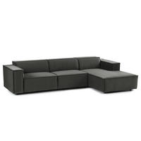 ECKSOFA mit Longchair - Schwarz/Grau, Kunststoff/Textil (294/177cm) - home24