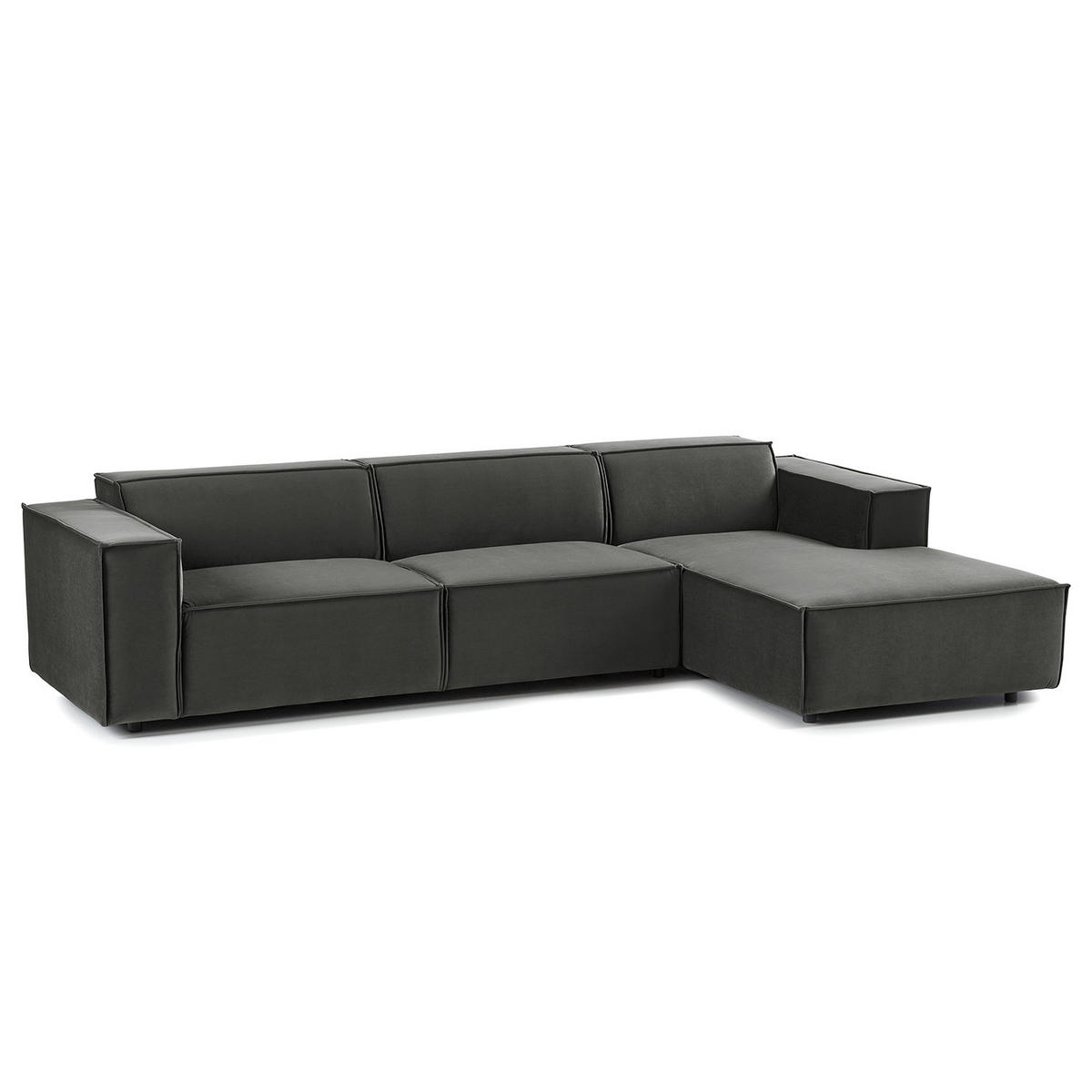 ECKSOFA mit Longchair - Schwarz/Grau, Kunststoff/Textil (294/177cm) - home24