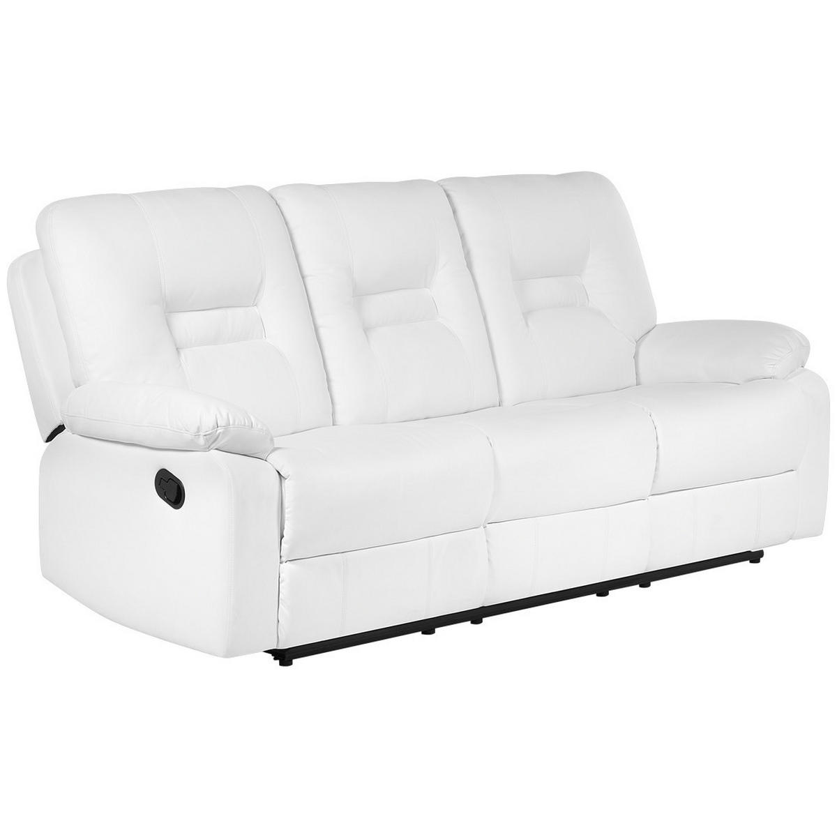 3-SITZER-SOFA Kunstleder Weiß Bergen - Weiß, Kunststoff/Textil (204/101/73cm) - Beliani