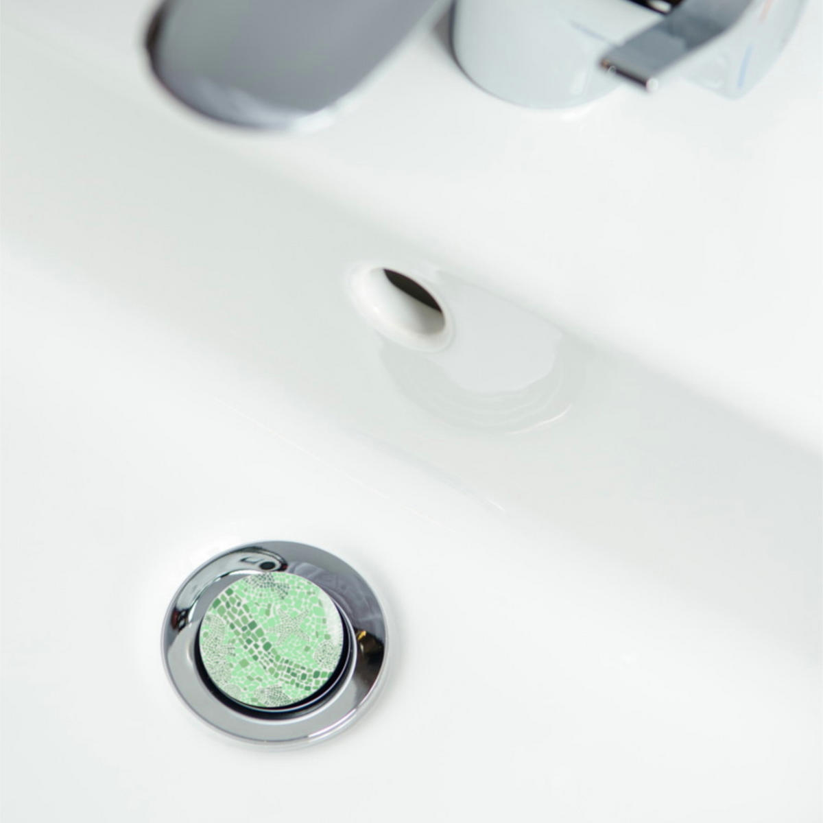 WASCHBECKENSTÖPSEL Mosaic World Green - Grün, Kunststoff/Metall (4/7/7cm) - Sanilo