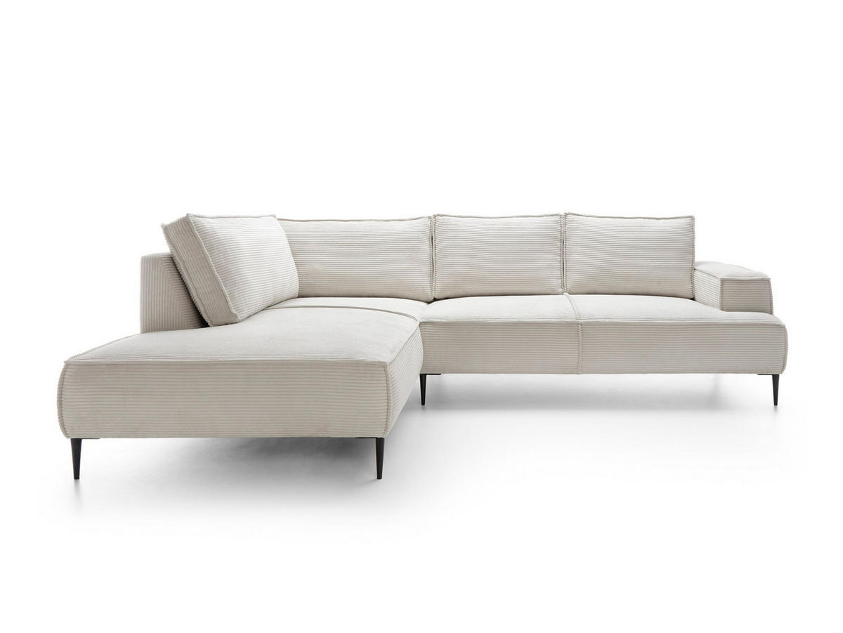 ECKSOFA DUNA Beige Kordstoff - Beige, Holz (275/195cm) - MASSENO