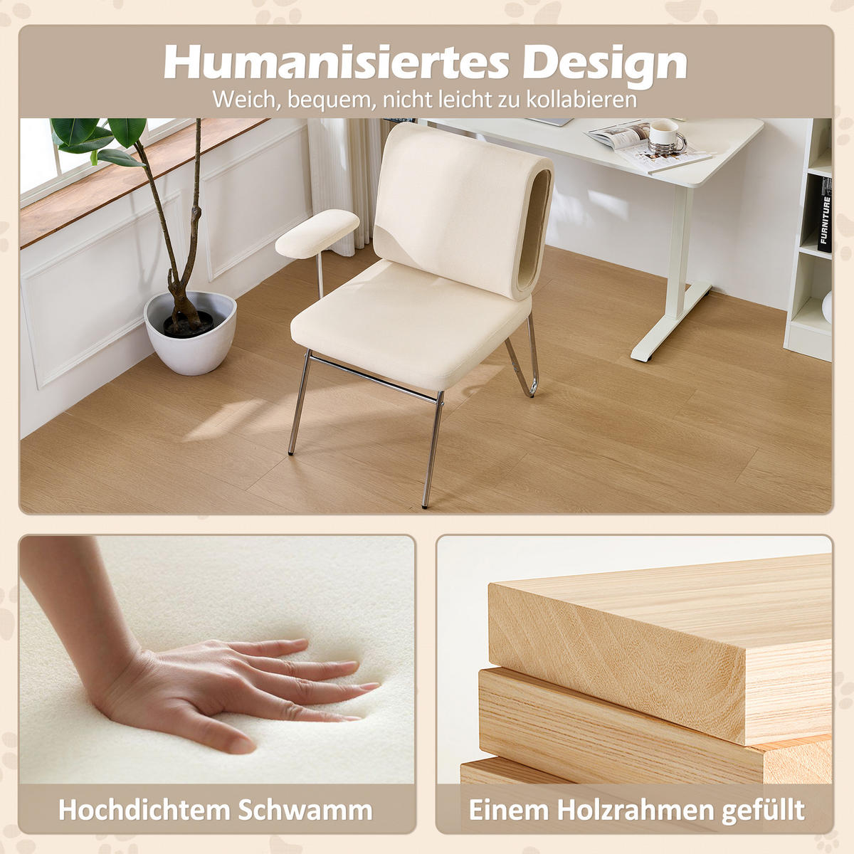 BÜROSTUHL Stoff mit Katzenhöhle 77/70/89 cm Beige - Beige, Textil (70/89/77cm) - Redom