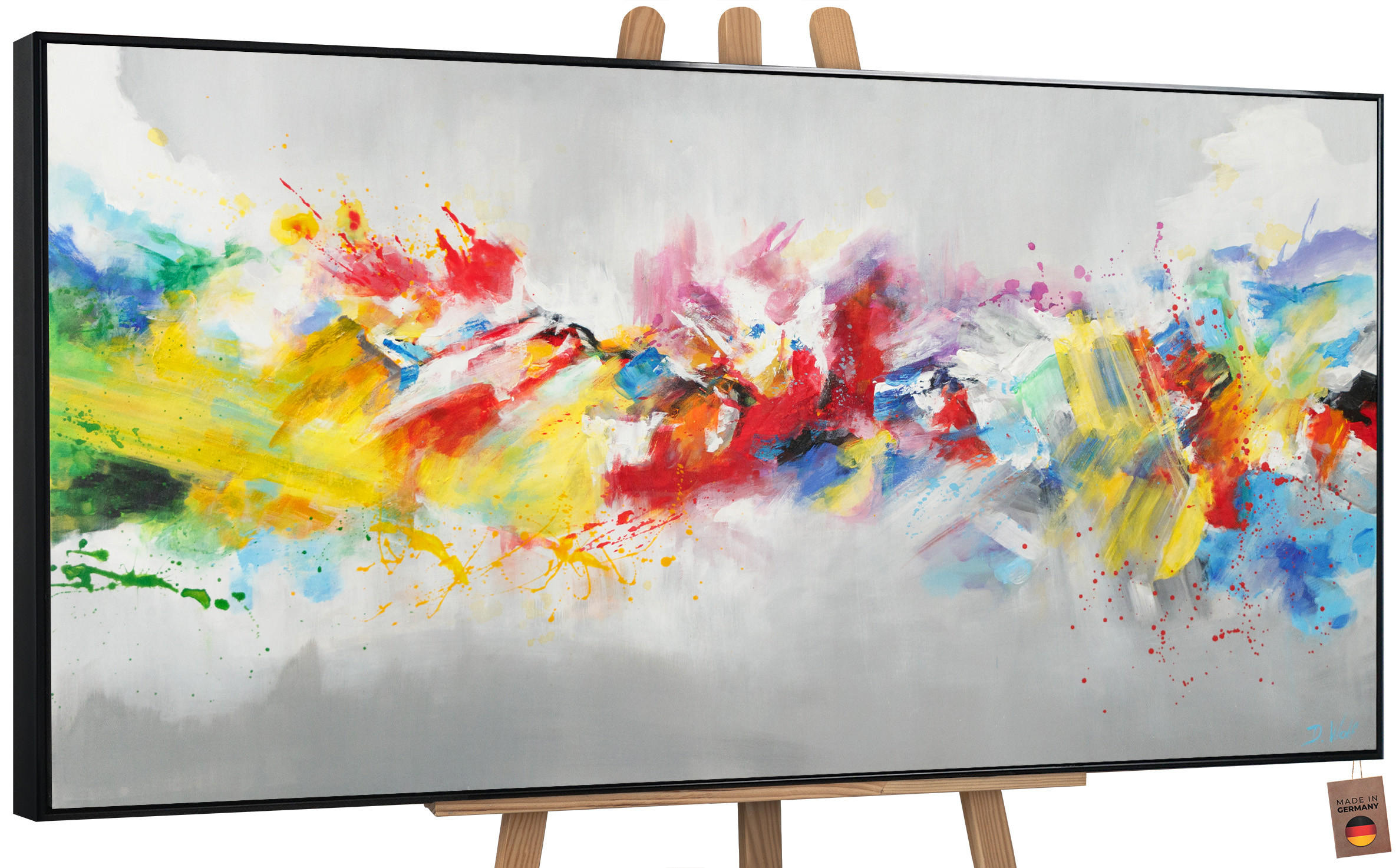 GEMÄLDE Buntes Leben Schattenfugenrahmen Schwarz 100x50 cm - Schwarz, Holz (100/50cm) - YS-art gallery