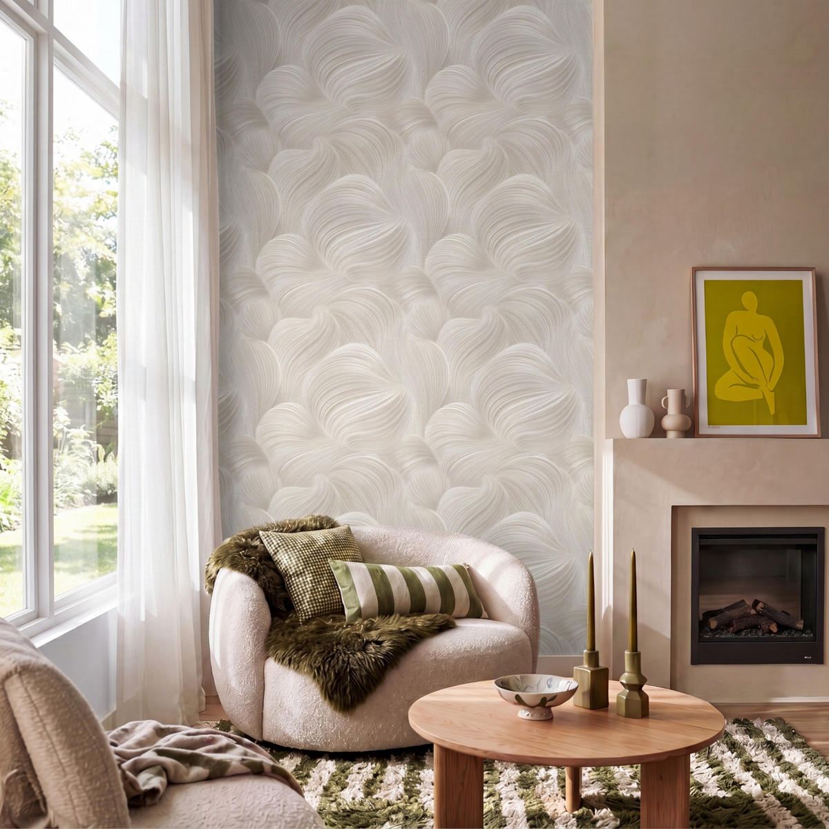 TAPETE - Lines - Ventilator - Beige - 160x260 cm - Creme, Papier (160/260cm) - OnlyWow