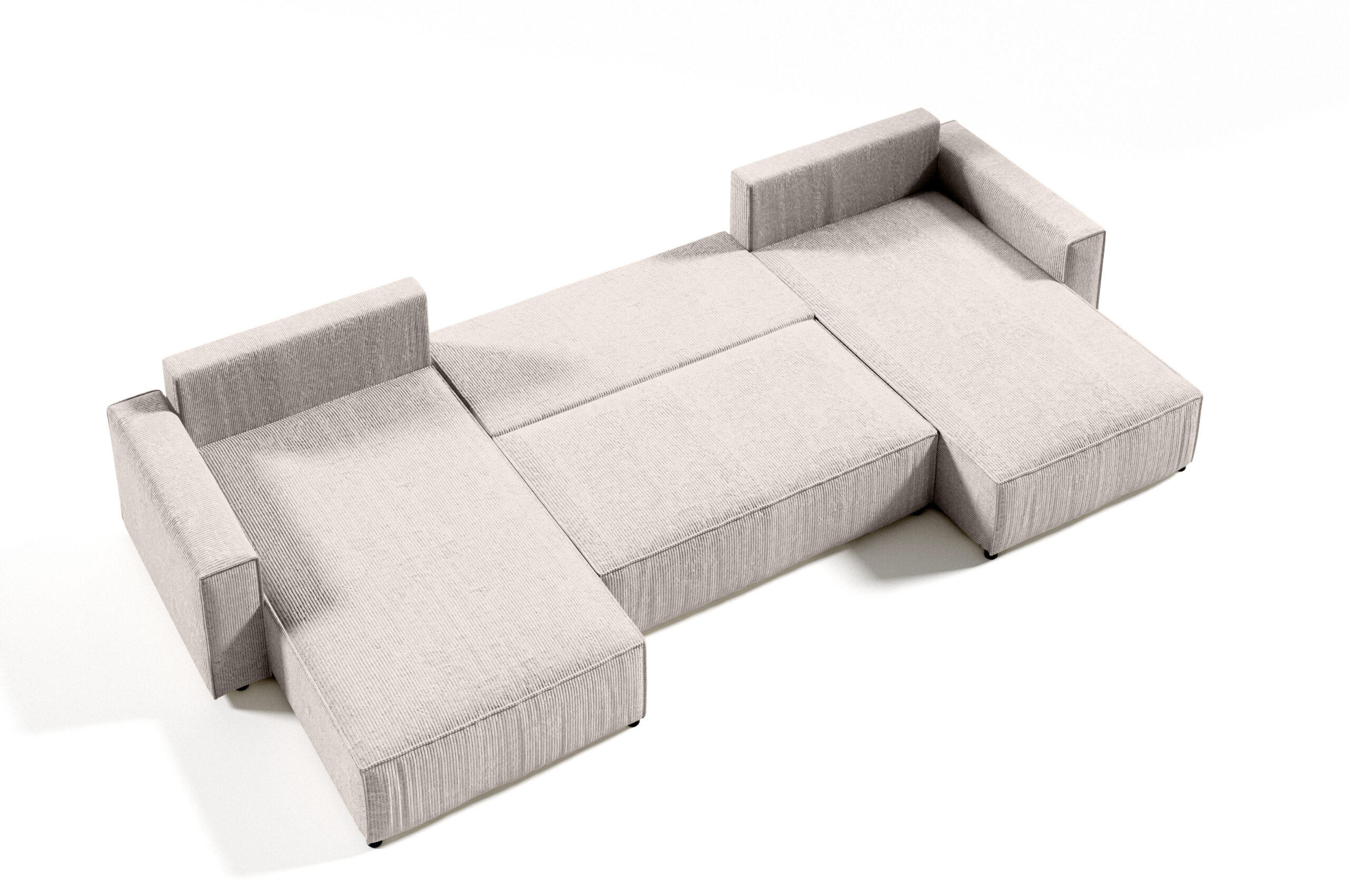 WOHNLANDSCHAFT Sekwana U Creme - Creme, Naturmaterialien (185/70/398cm) - Fedve