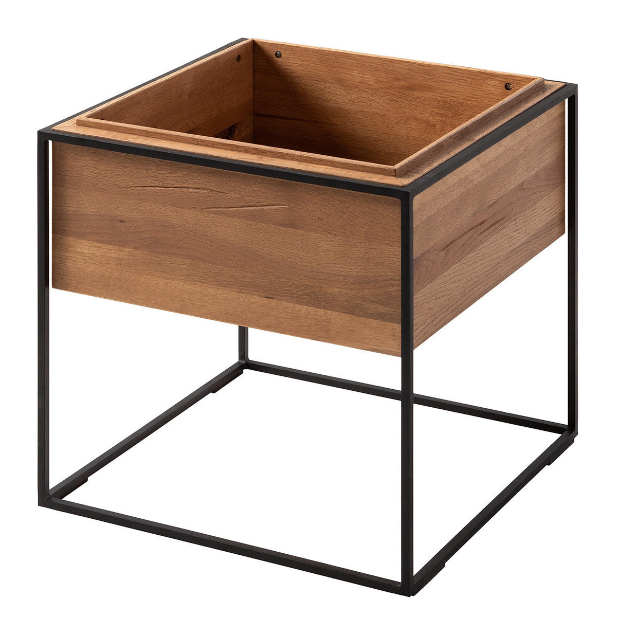 BEISTELLTISCH - Eiche massiv / Metall - Eichefarben, Holz/Metall (47/47/51cm) - home24