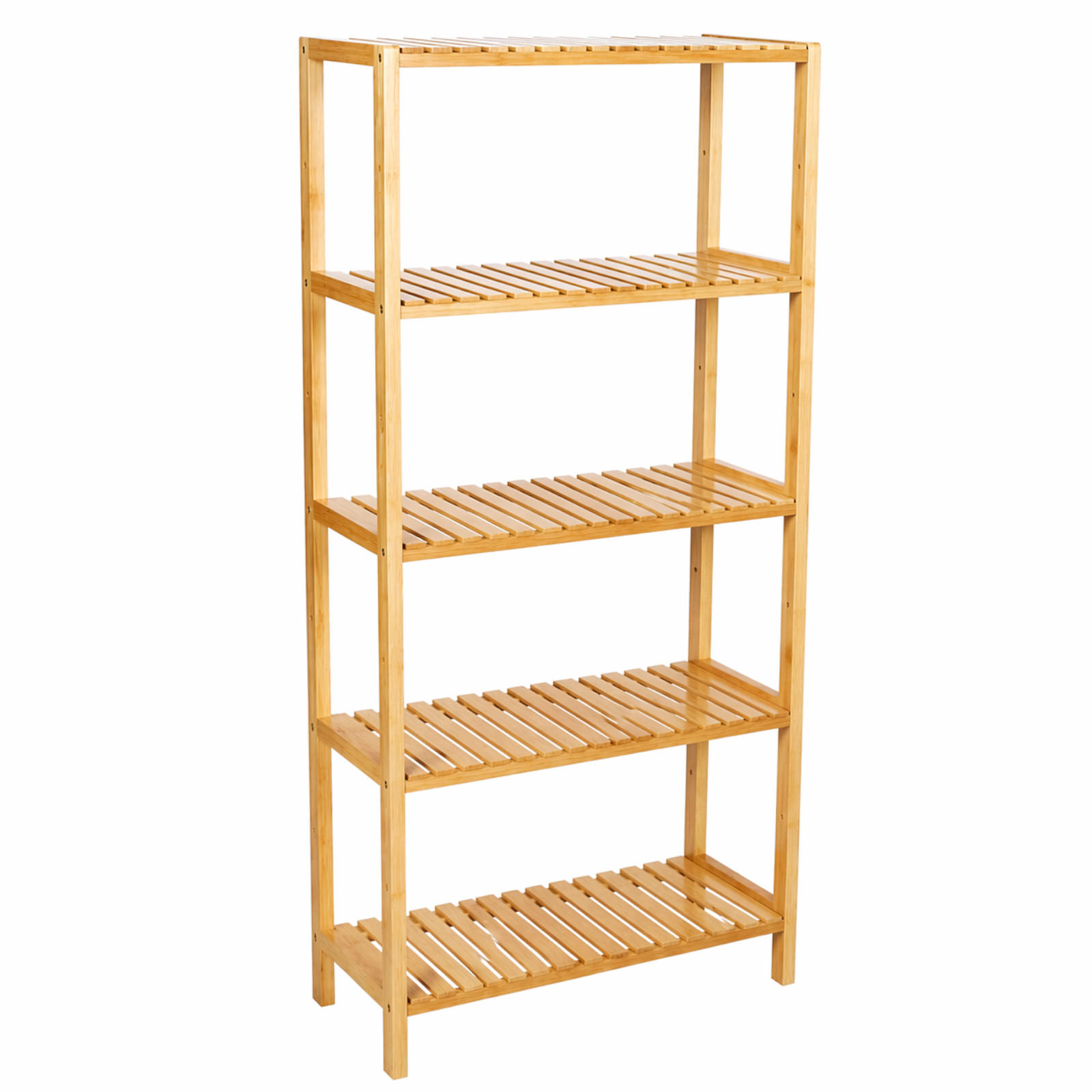 REGAL Bambus Naturfarben Badezimmerregal 5 Ebenen 60x26x130 cm - Naturfarben, Holz (26/130/60cm) - Begryf