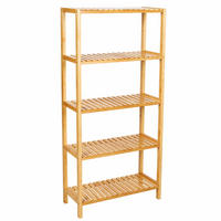 REGAL Bambus Naturfarben Badezimmerregal 5 Ebenen 60x26x130 cm - Naturfarben, Holz (26/130/60cm) - Begryf