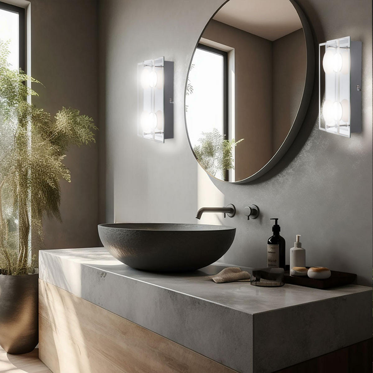 LED WANDLEUCHTE Metall Chrom Silber - Silberfarben, Glas (12/6.5/24cm) - Globo Lighting