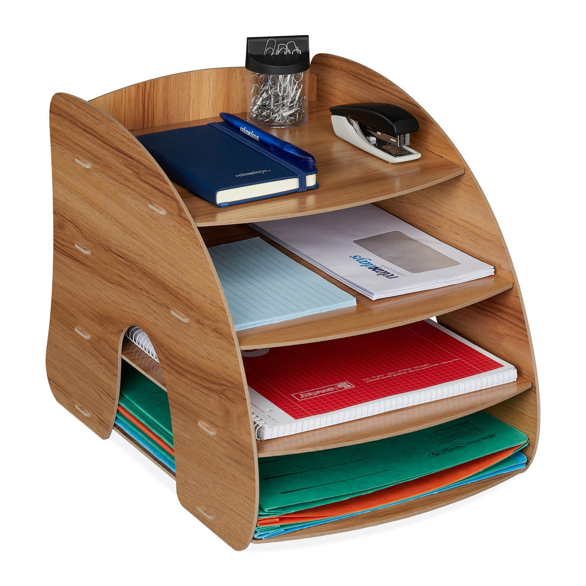 DOKUMENTENABLAGE - Dunkelbraun, Holzwerkstoff (25.5/27/34.5cm) - Relaxdays