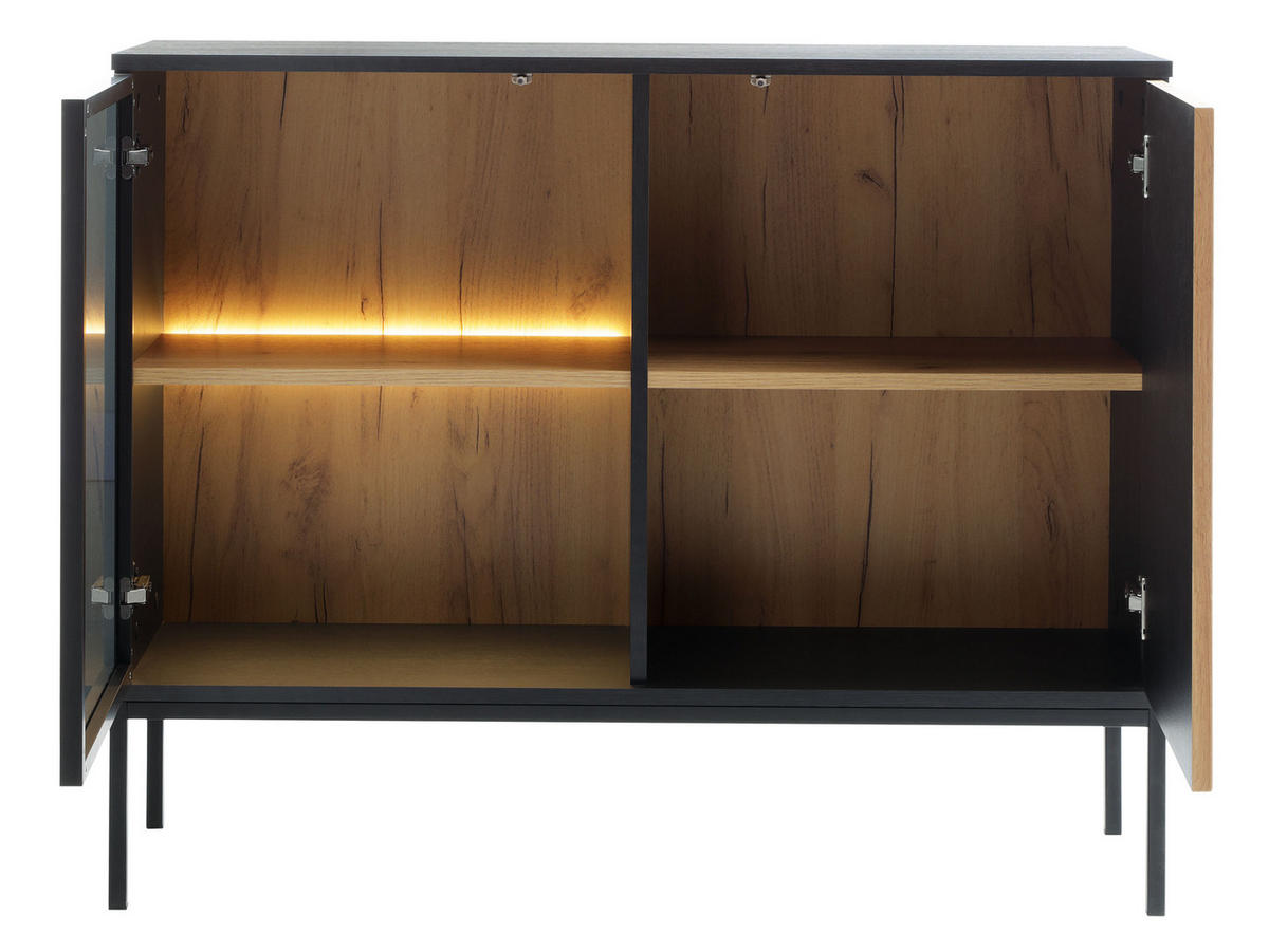 KOMMODE Sento K104 - Eiche Wotan/Schwarz, Holzwerkstoff/Metall (104/83/39cm) - MIRJAN24