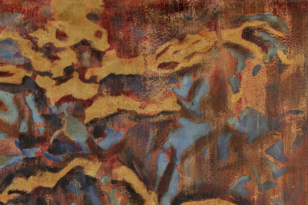 ACRYLBILD HANDGEMALT 100/70 cm - Blau/Rot, Holz/Textil (2.05/70cm) - KUNSTLOFT