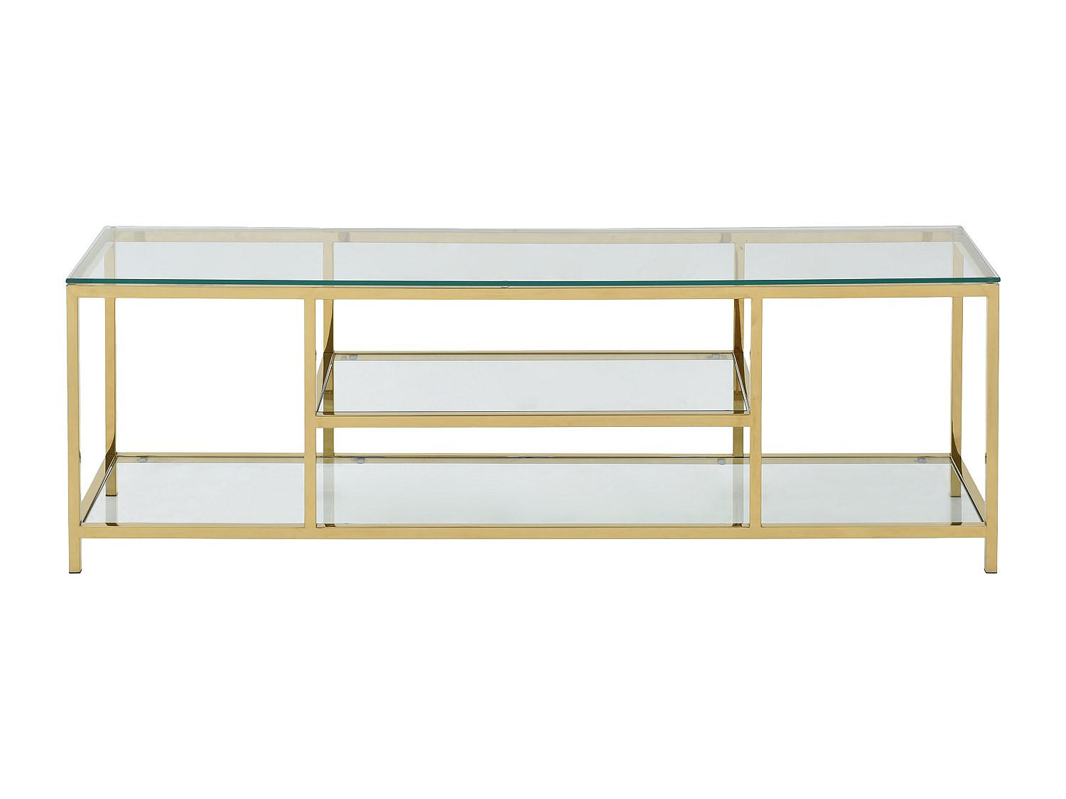 TV-BOARD - 160 cmcm x 40 cmcm - Metall, Glas - Transparent, Goldfarben - RIMALI - Transparent/Goldfarben, Glas/Metall (160/46.5/40cm) - Vente-Unique