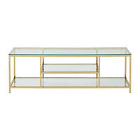 TV-BOARD - 160 cmcm x 40 cmcm - Metall, Glas - Transparent, Goldfarben - RIMALI - Transparent/Goldfarben, Glas/Metall (160/46.5/40cm) - Vente-Unique