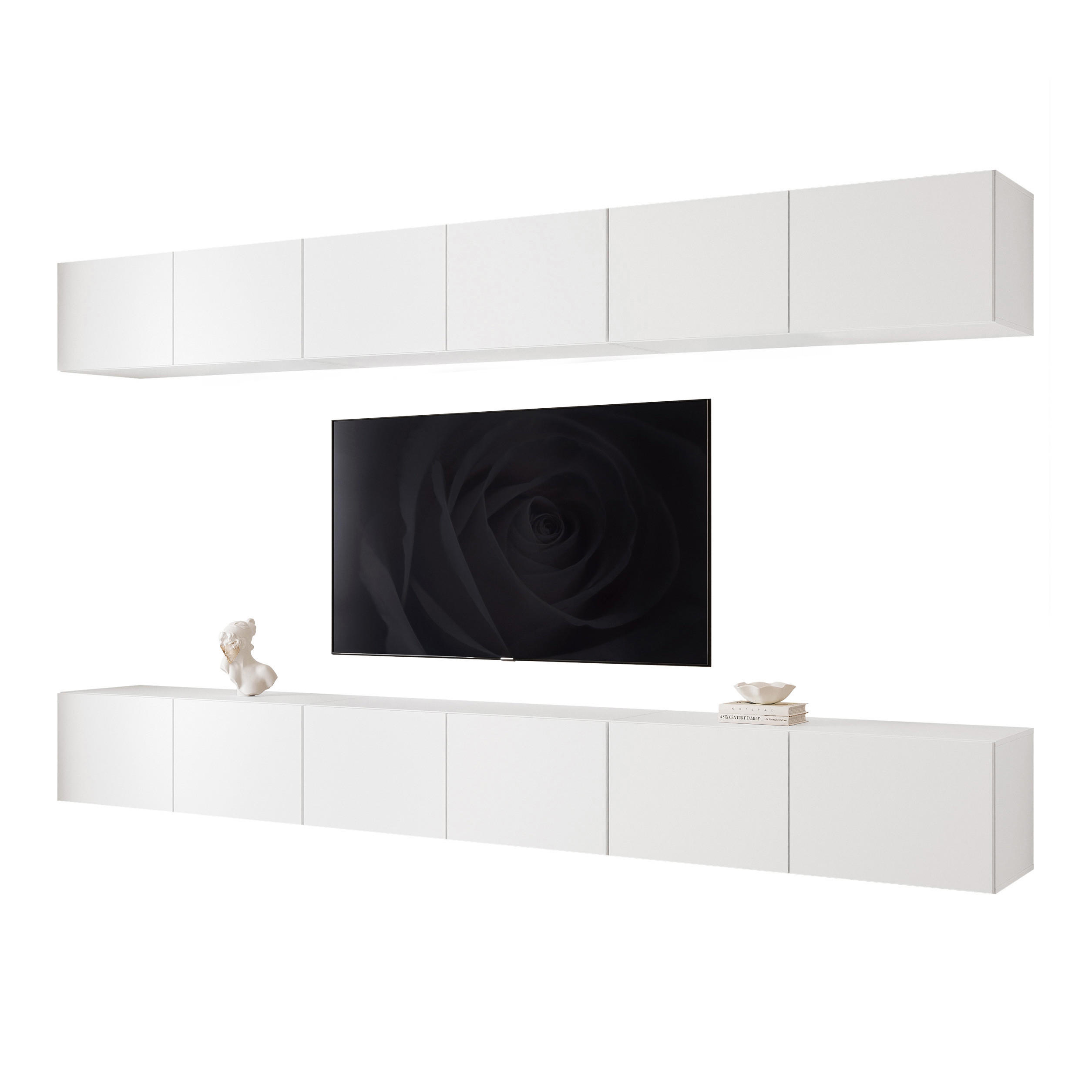 TV-LOWBOARD ANGEL V mit LED-Beleuchtung, 300 cm Weiß matt - Weiß, Holzwerkstoff (300/36/40cm) - Idohome
