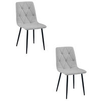 ESSZIMMERSTUHL 2-er Set TYRA hellgrauer Sitz, schwarze Beine - Hellgrau/Schwarz, Textil (44.5/87/54.5cm) - Valora