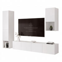 WOHNWAND ANGEL LINE III 3-teilig, mit LED-Beleuchtung, Weiß matt - Weiß, Holzwerkstoff (240/216/40cm) - Idohome