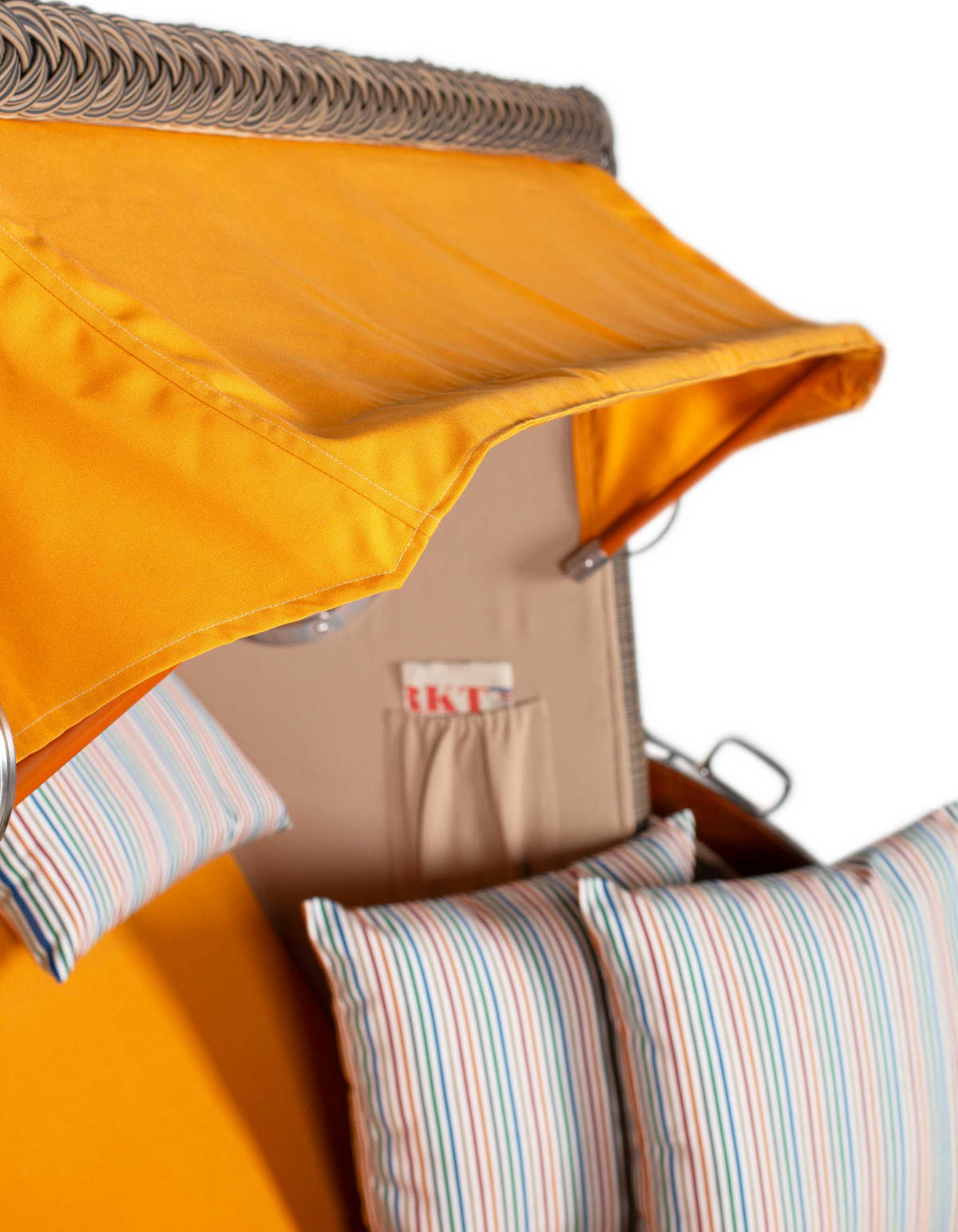 STRANDKORB 2-Sitzer Düne Mahagoni - Gelb/Braun, Holz/Metall (125/170/80cm) - Mr. Deko