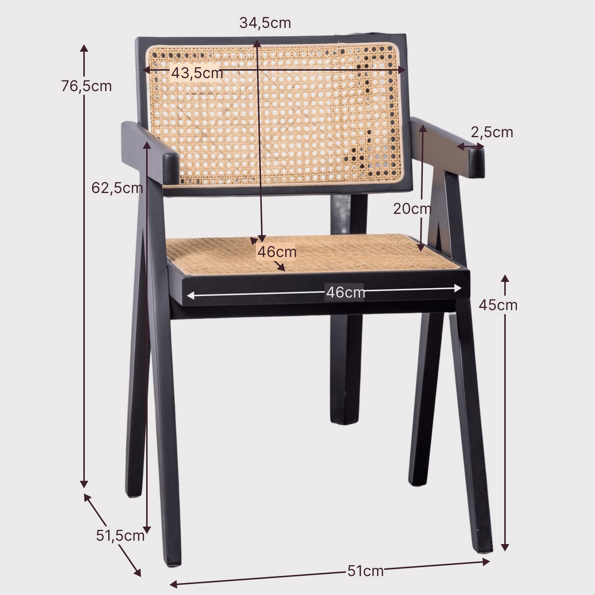 STUHL Holz Schwarz - Schwarz, Holz (51/77/52cm) - Nest Dream