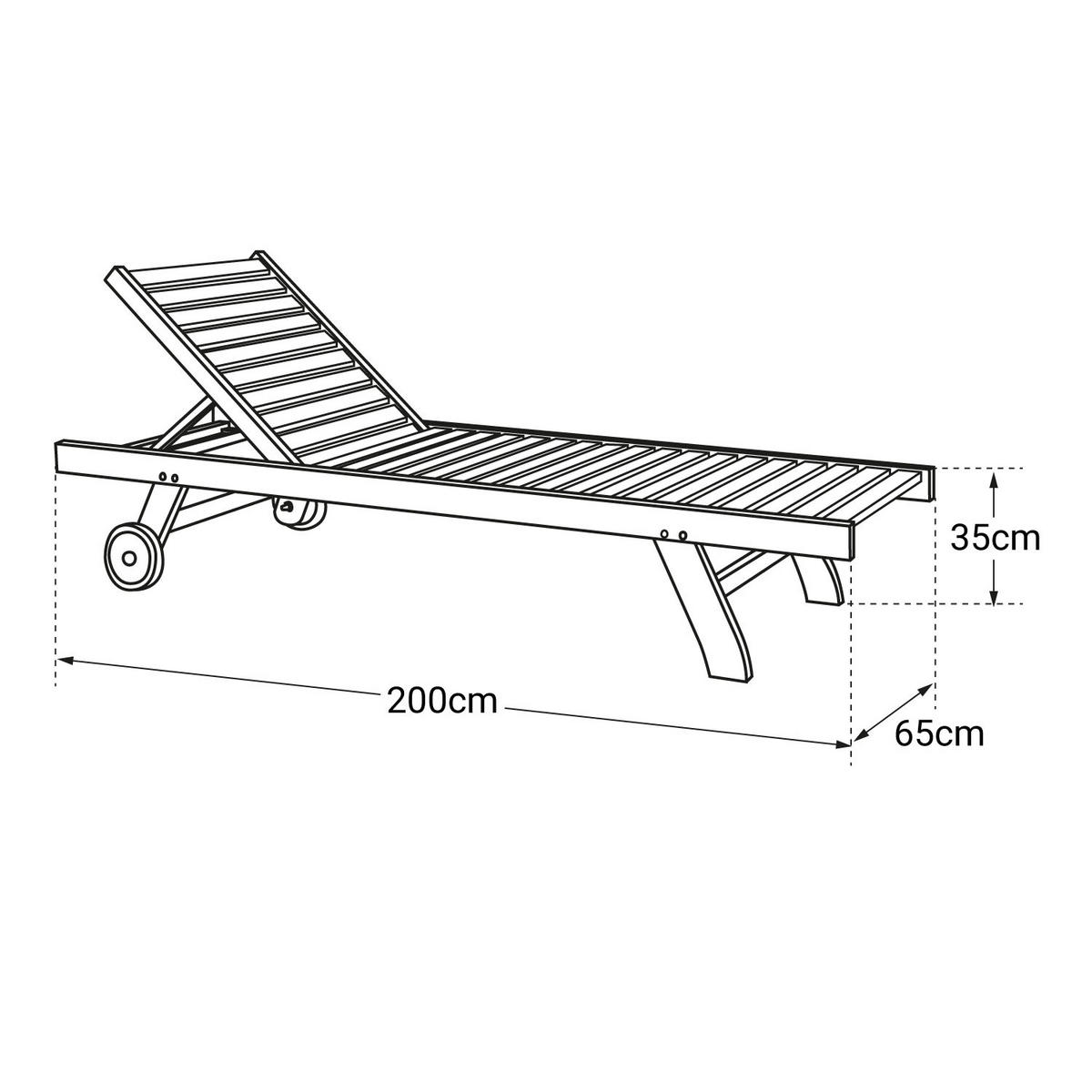SONNENLIEGE Lombok - Braun, Holz (65/35/200cm) - Happy Garden