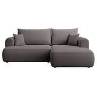 ECKSCHLAFSOFA Ovo Mini Dunkelgrau Easy-Clean-Samtbezug - Dunkelgrau/Schwarz, Kunststoff/Textil (238/156cm) - Selsey