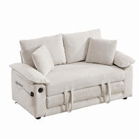 SCHLAFSOFA 138/66/80 cm Weiß Chenille mit Ausziehbares Bett und Seitentaschen - Weiß, Textil (66/80/135cm) - Oxeza