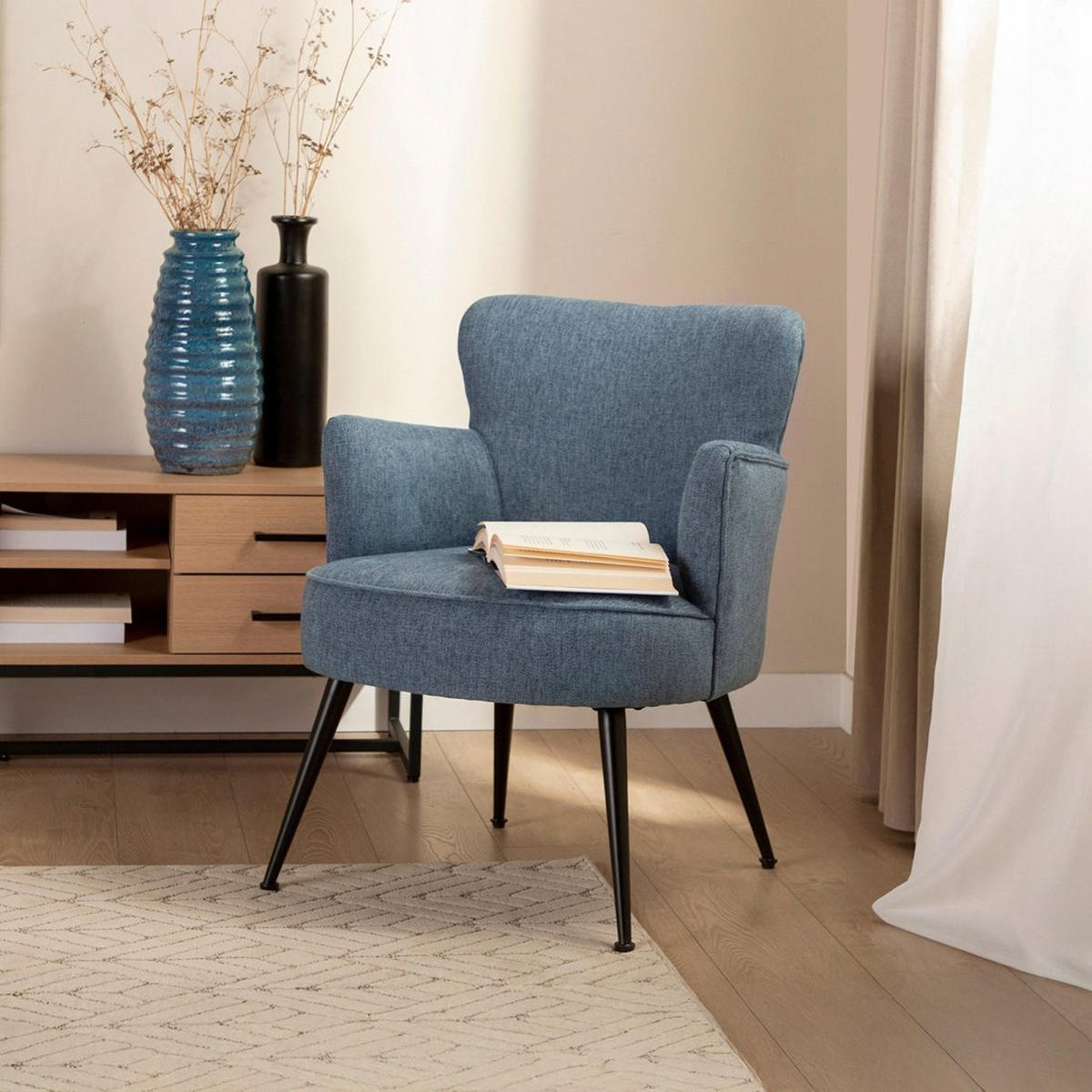 EINZELSESSEL Megan Blau 67 cm x 83 cm - Blau, Textil (67/83/65cm)