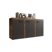 KOMMODE London LRXK mit 3 Türen, Sideboard in Farbe: Dunkelgrau|Braun, Größe: 149 x 82 x 40 cm - Dunkelgrau/Braun, Holzwerkstoff (149/82/40cm) - O-Sofa