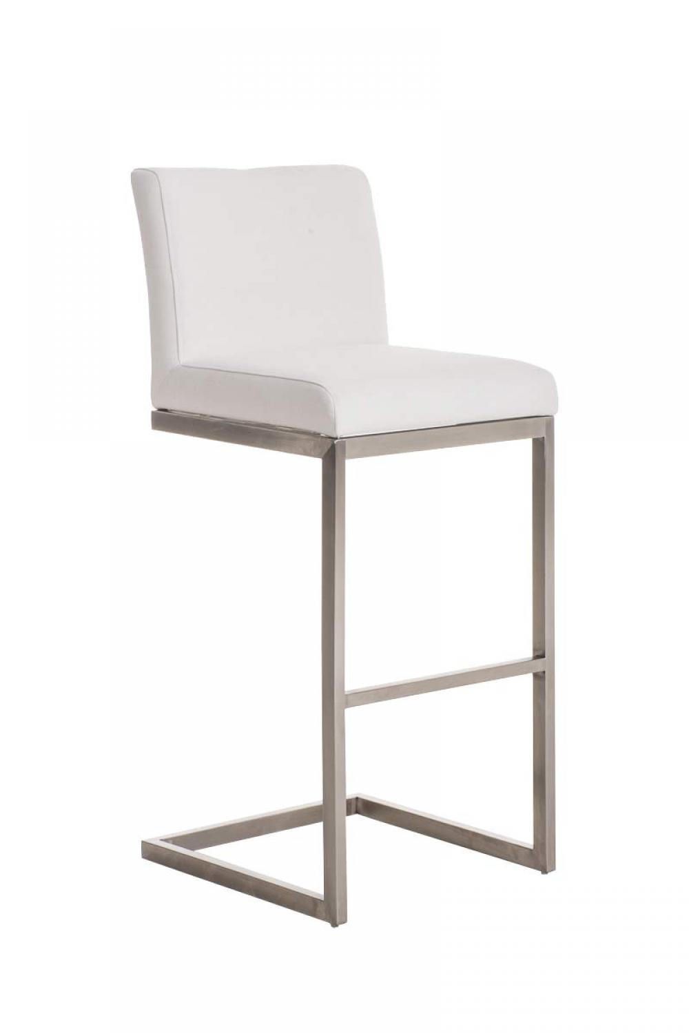 BARHOCKER Stoff Weiß - Chromfarben/Weiß, Textil/Metall (42/104/48cm) - CLP