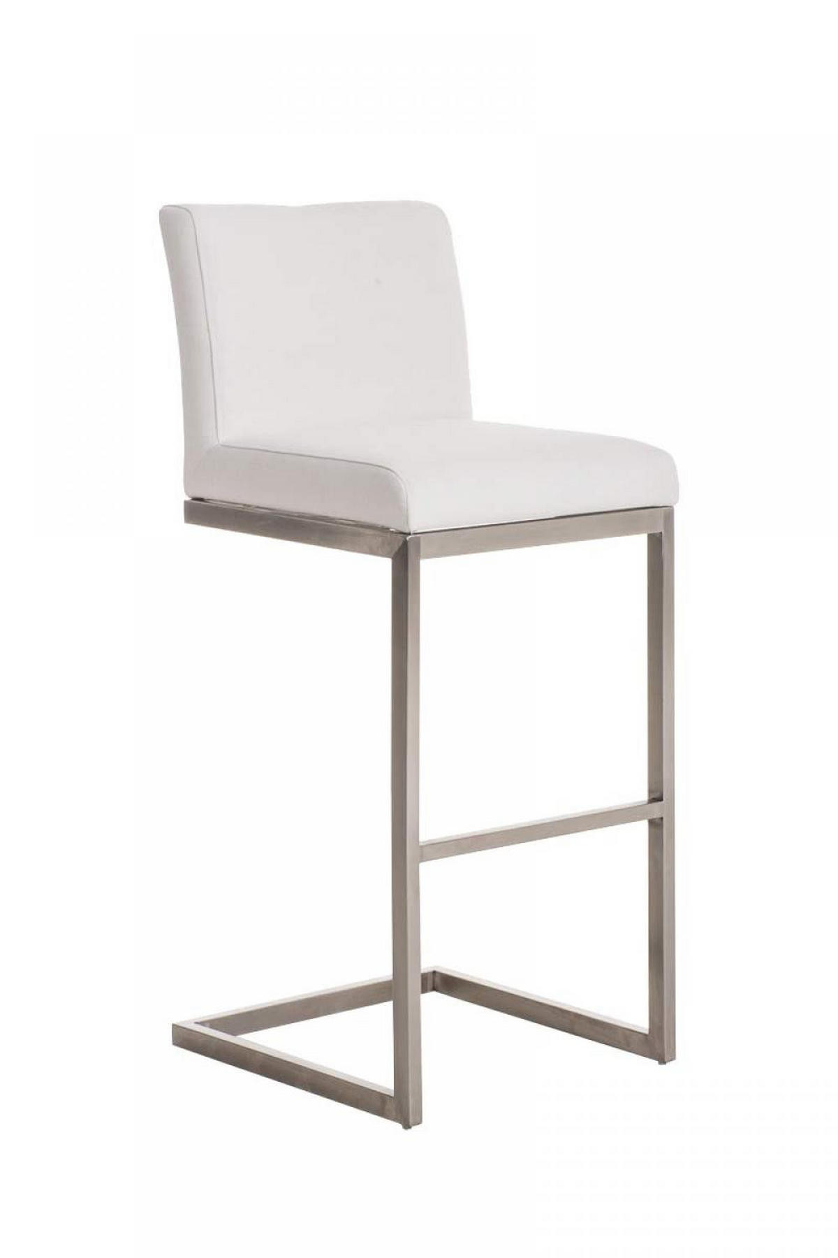 BARHOCKER Stoff Weiß - Chromfarben/Weiß, Textil/Metall (42/104/48cm) - CLP