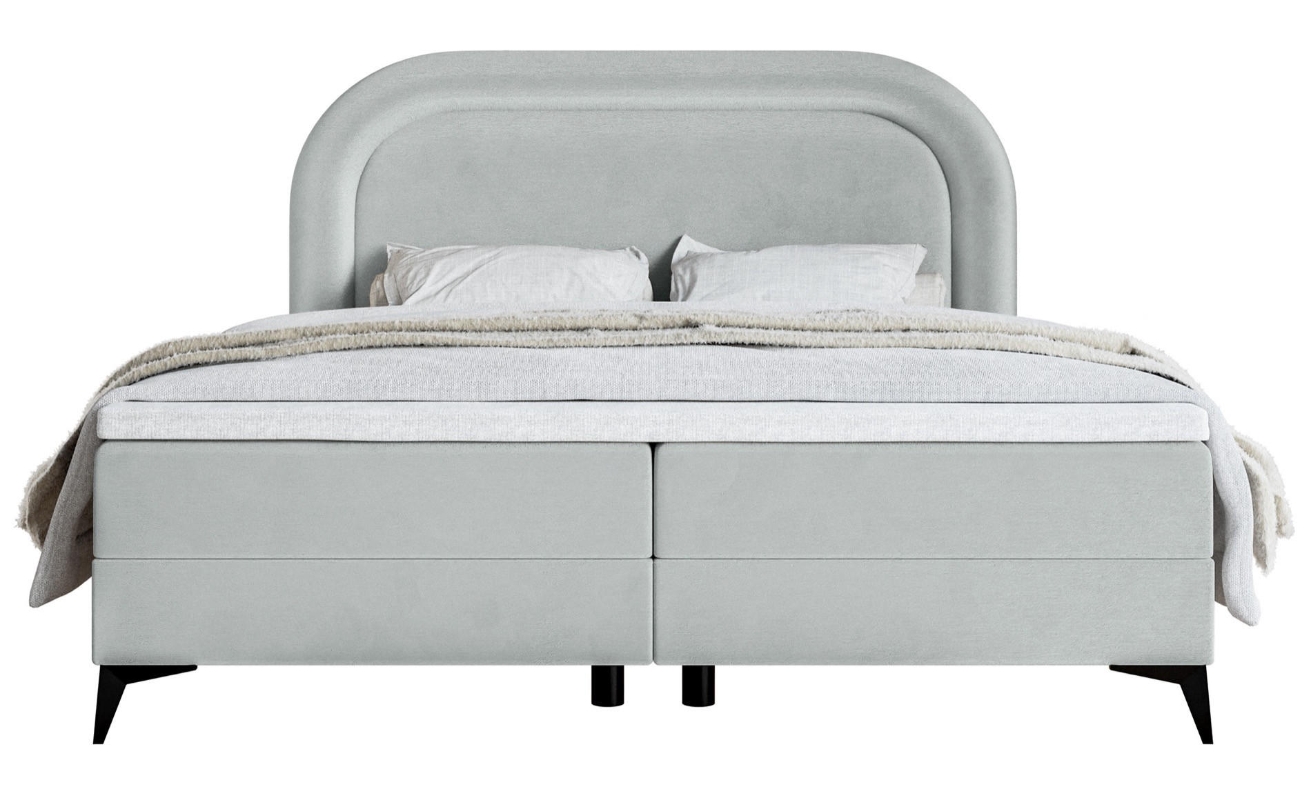 BOXBETT Loreo Hellgrau Samt wasserfest 180x200 cm - Hellgrau/Schwarz, Holz/Textil (180/200cm) - Selsey