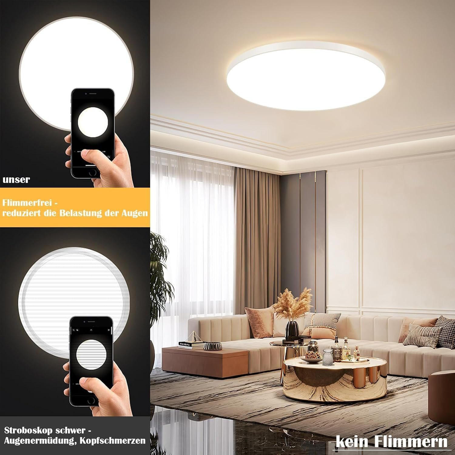 Thumbnail - Nettlife Led-Deckenleuchte, Weiß, Kunststoff, F, 28x3x28 cm, Lampen & Leuchten, LED Beleuchtung, LED-Deckenleuchten