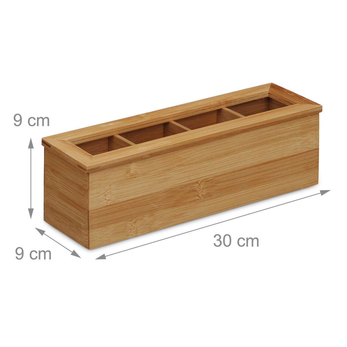 TEEBOX - Hellbraun, Holz/Kunststoff (30/9/9cm) - Relaxdays