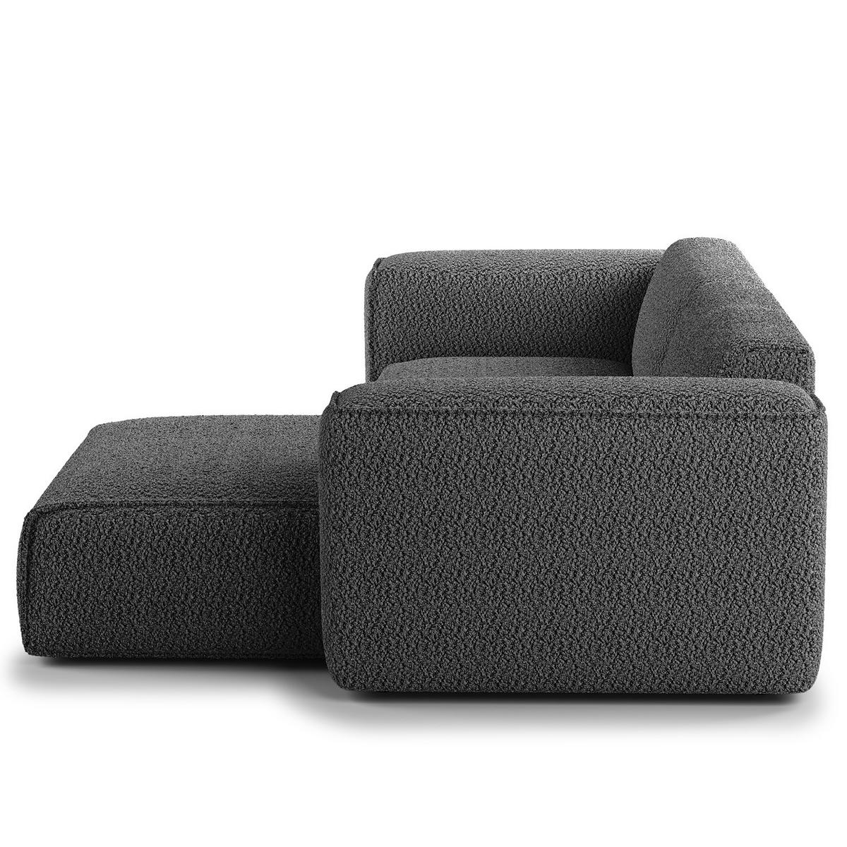 1,5-SITZER ECKSOFA mit Longchair - Anthrazit/Schwarz, Kunststoff/Textil (260/173cm) - home24