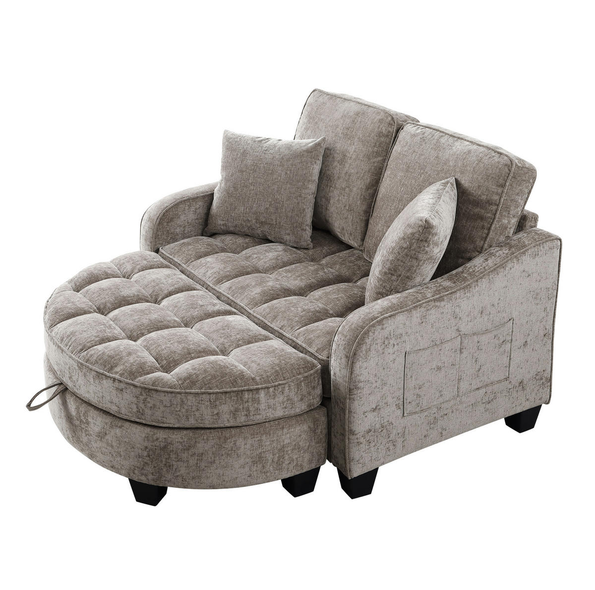 RÉCAMIERE 2-in-1 mit Aufbewahrungshocker ca. 132 x 129 x 93 cm Braun - Braun, Holzwerkstoff (129/93/132cm) - Meubliv
