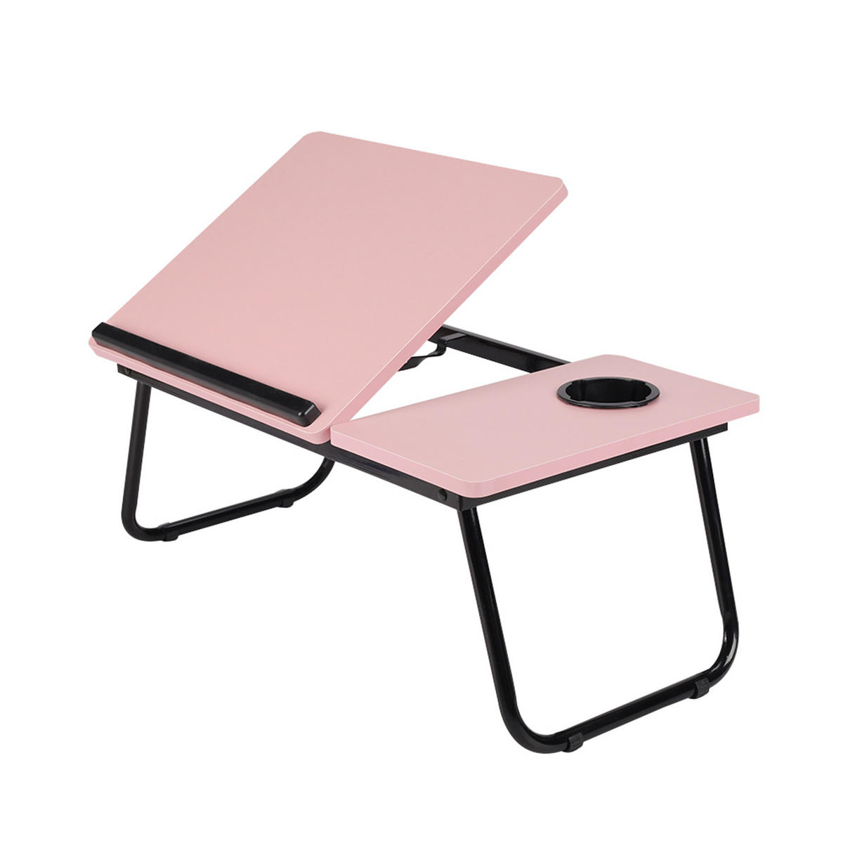 LAPTOP-BETTTISCH mit Getränkehalter Verstellbarer, klappbarer– Rosa mit 5-fach Neigungsverstellung Becherhalter 56x32,5x24 cm - Pink, Metall (32.5/56/24cm) - Livingandhome