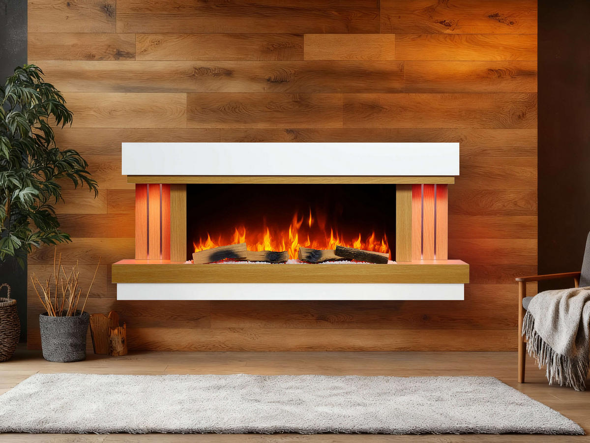 ELEKTROKAMIN Sogne AF52 – 3D-Flammeneffekt, Heizfunktion, WLAN - Weiß, Glas/Holzwerkstoff (132/58/21cm) - ArtiFlame