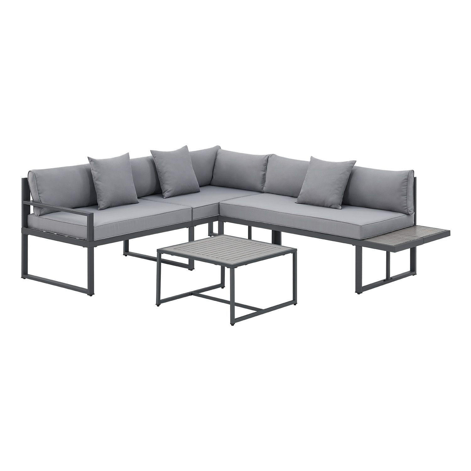LOUNGEGARNITUR St. Tropez dunkelgrau - Grau, Metall - Juskys